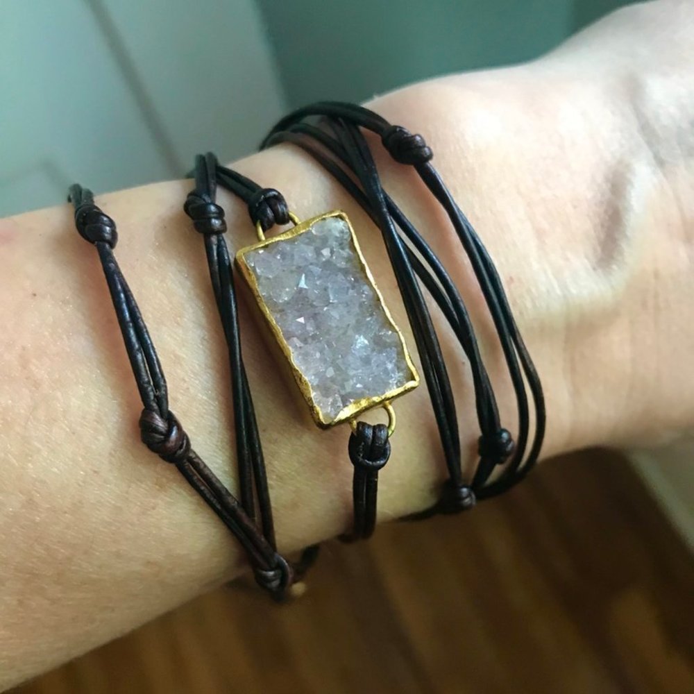 Nina Nguyen Druzy Leather Wrap Bracelet